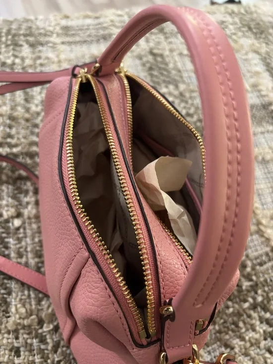 Michael Kors Sia Small Double-Zip Crossbody Blush Pink Leather Bag - Picture 7 of 16